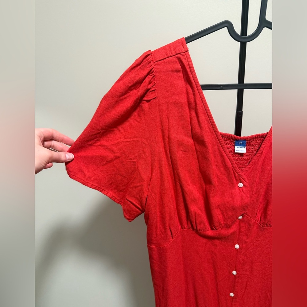 Old Navy Red Maxi Dress with Front Buttons - Picture 4 of 4